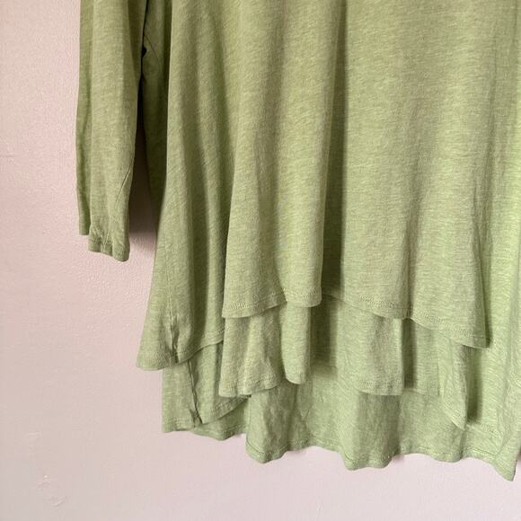 Pure Jill Elliptical Layered Top Womens LARGE PETITE Lagenlook Boho Green Casual - Picture 3 of 11